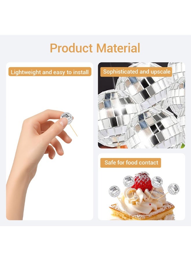 12Pcs Cake Decoration Mini Disco Balls Cake Toppers, Easy to Operate Disco Ball Cake Topper Stylish Disco Balls for Cake Decorating can Adorn Cakes Cupcakes Pies Ice Creams and Desserts Etc - Image 3